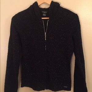 1999 Vintage Guess Metallic Black Sparkle Hoodie